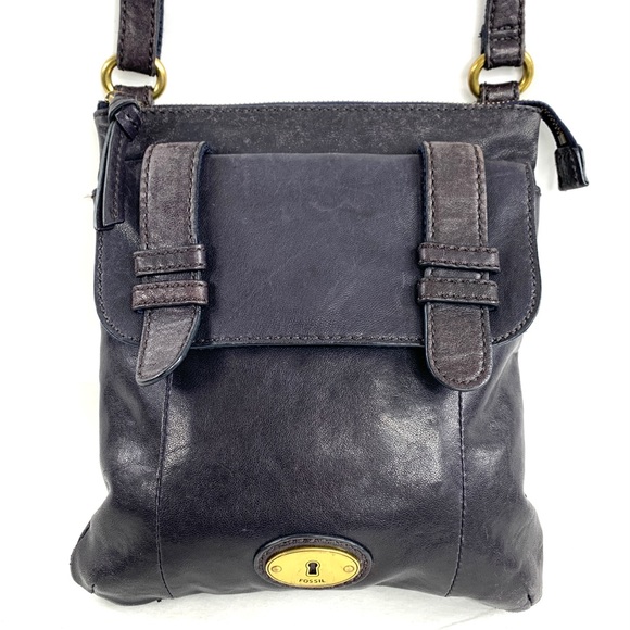 Fossil Navy Blue Leather Swing Pack Hipster Front Flap Crossbody Bag ZB5055 - Picture 3 of 10